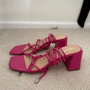 ViVI Pink Block Heel Strappy Sandals